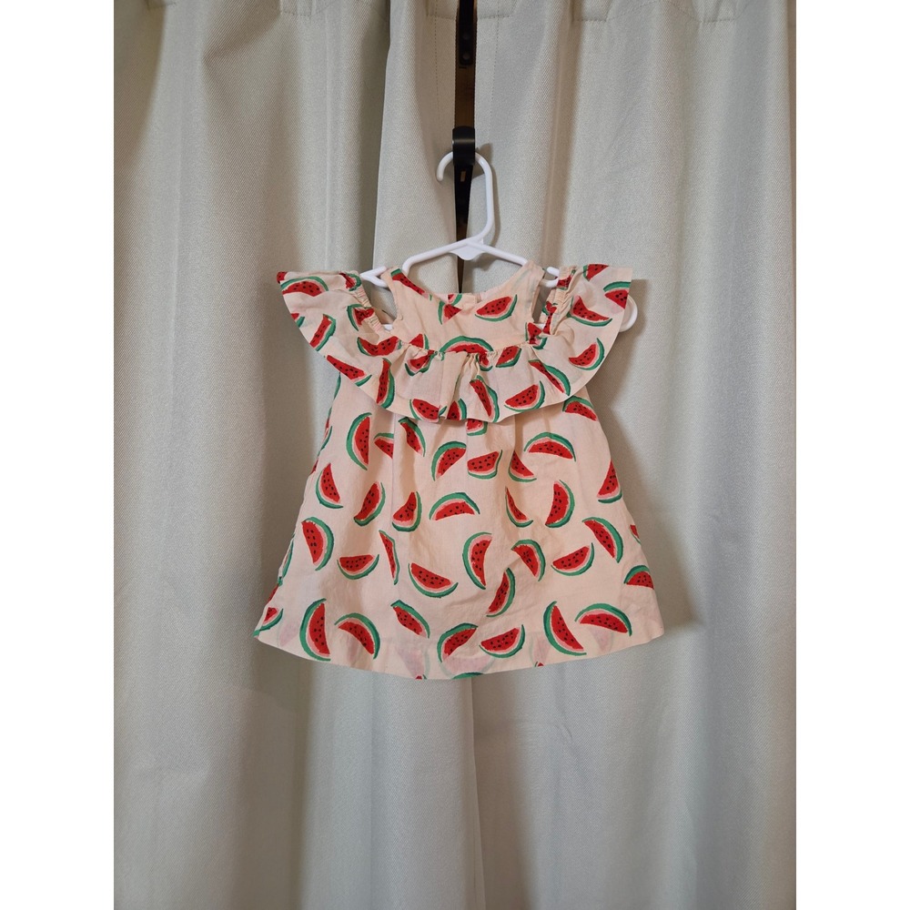Janie and Jack Baby Girl Watermelon Ruffle Cold Shoulder Top Pink 3-6 Months